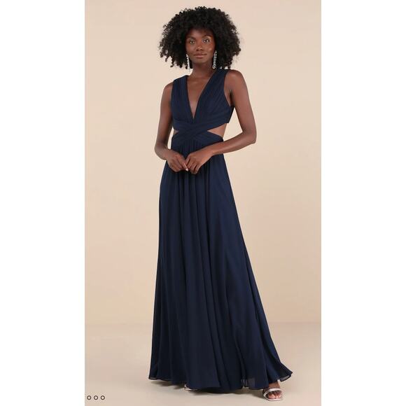 Lulus Navy Blue Cutout Vivid Imagination Maxi Dress Size XL - Picture 9 of 10